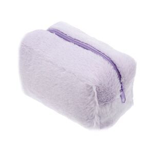 Small Plush Soft Beauty Cute Travel Toiletry Multifunctional Cosmetic Bag Purple